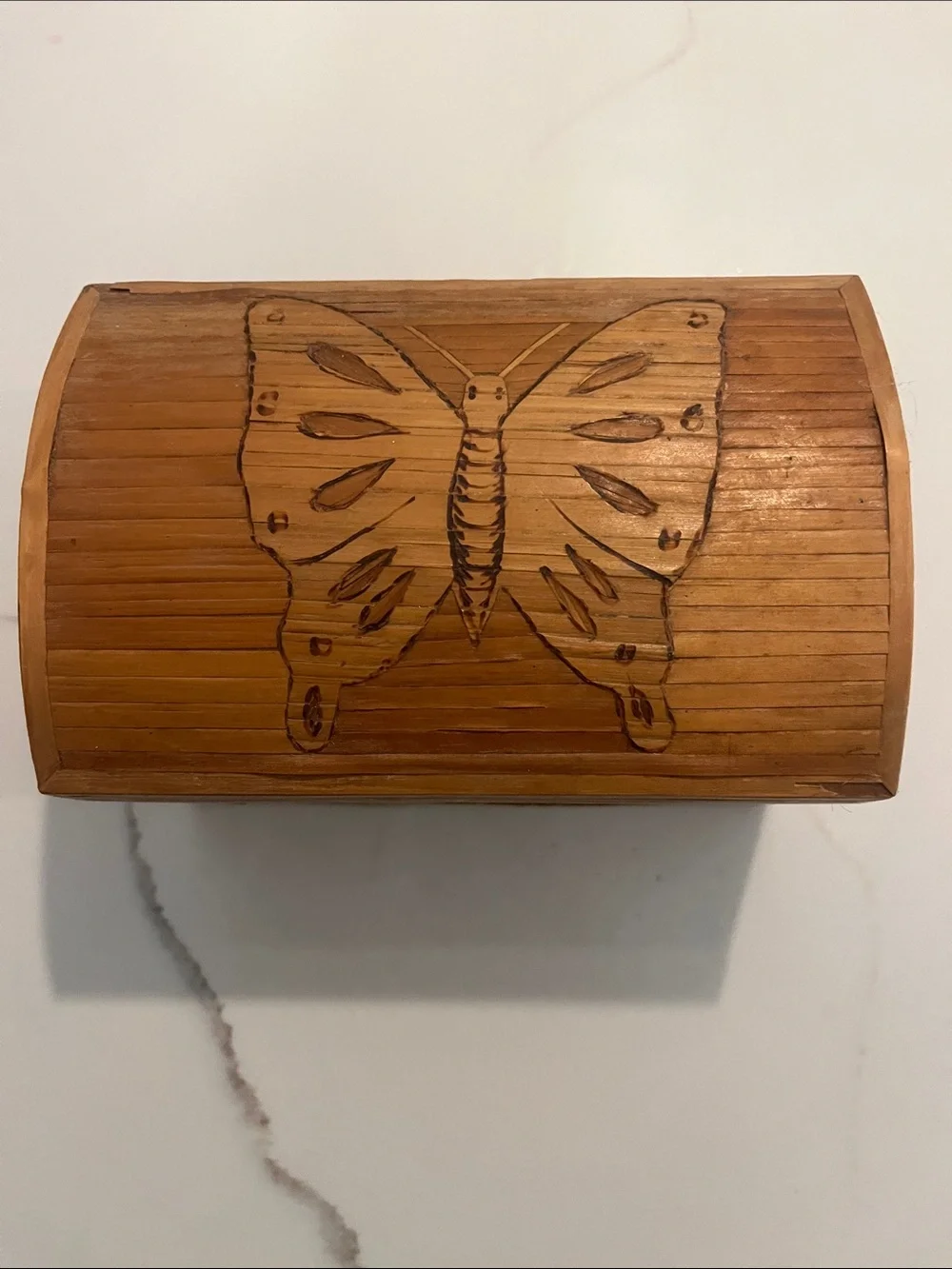 Vintage 70s Handcrafted Butterfly Bamboo Decor box 6